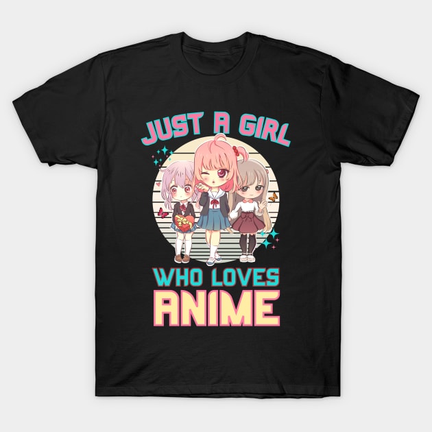 Just A Girl Who Loves Anime Kawaii Vaporwave Girls T-Shirt by Sugoi Otaku Gifts